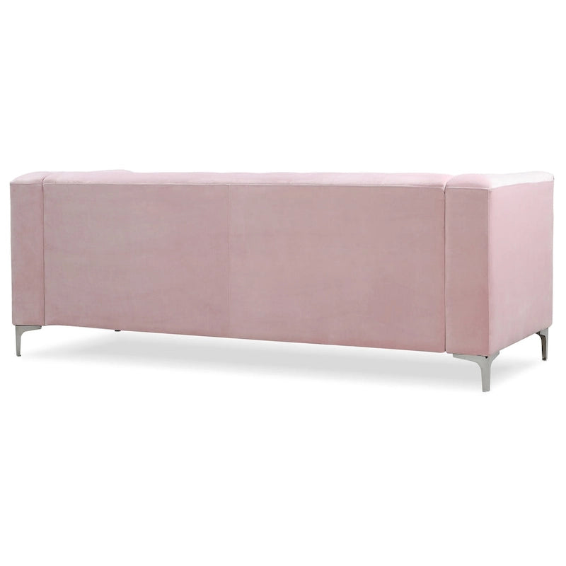 Sectionnel capitonné en velours de 83 po avec 2 coussins décoratifs – 83L x 58W x 31H