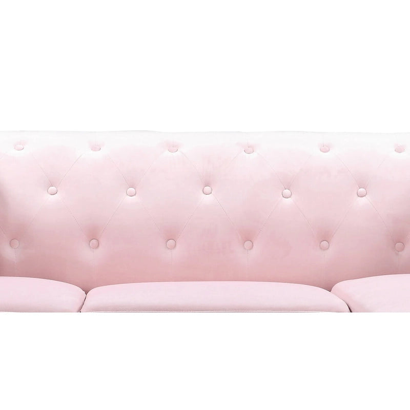 Sectionnel capitonné en velours de 83 po avec 2 coussins décoratifs – 83L x 58W x 31H