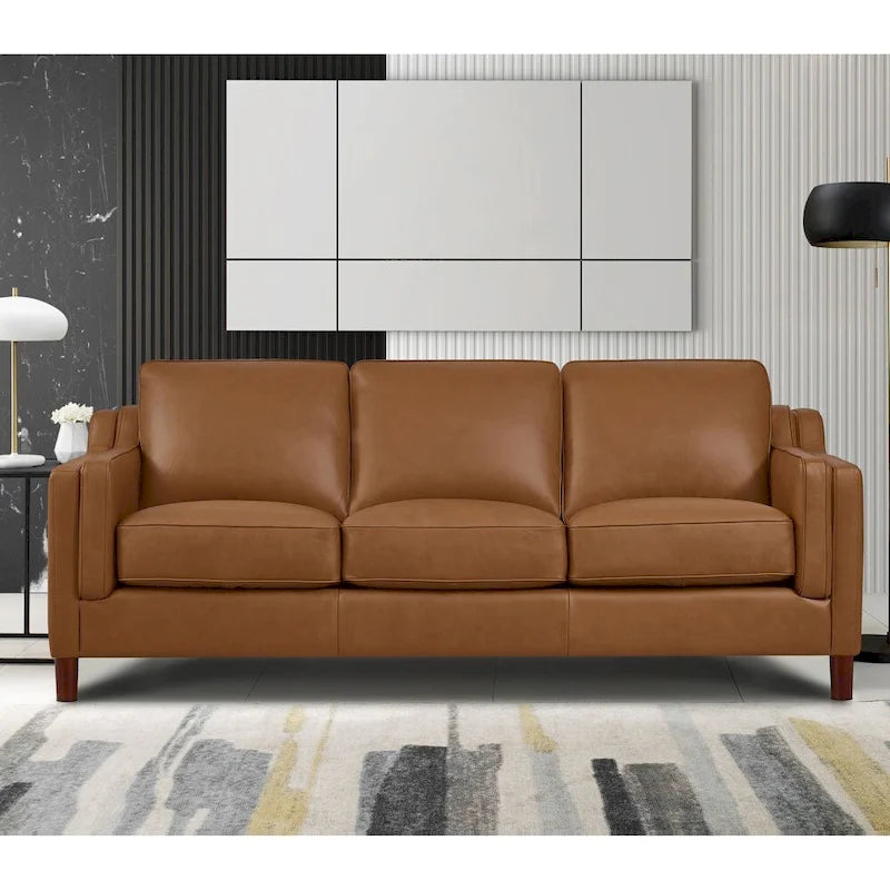 Ensemble de canapés en cuir pleine fleur, canapé et fauteuil - Canapé, fauteuil