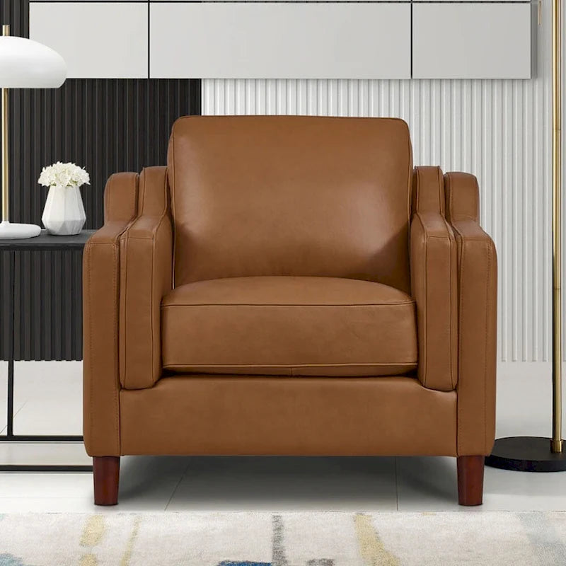 Ensemble de canapés en cuir pleine fleur, canapé et fauteuil - Canapé, fauteuil