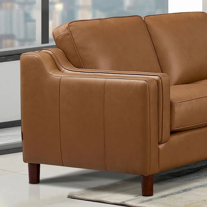 Ensemble de canapés en cuir pleine fleur, canapé et fauteuil - Canapé, fauteuil