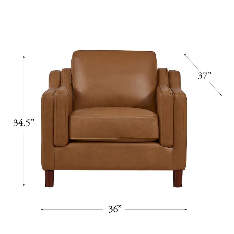 Ensemble de canapés en cuir pleine fleur, canapé et fauteuil - Canapé, fauteuil