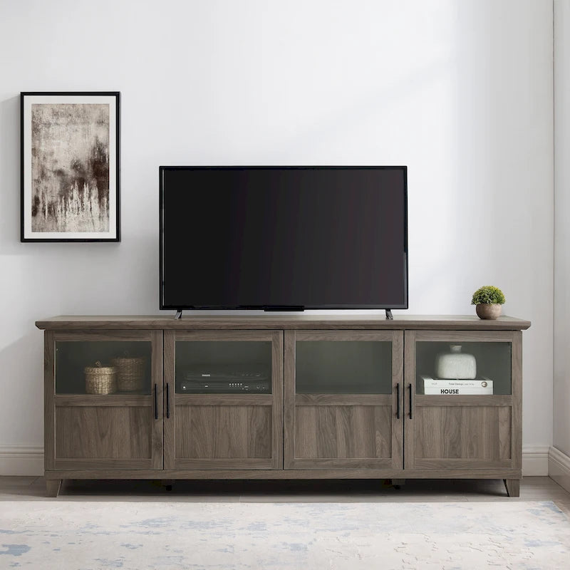 Meuble TV 4 portes de 70 pouces à panneau fendu
