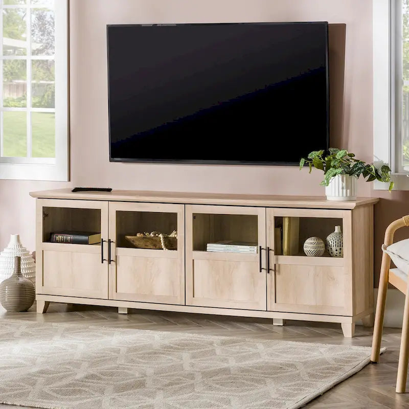 Meuble TV 4 portes de 70 pouces à panneau fendu