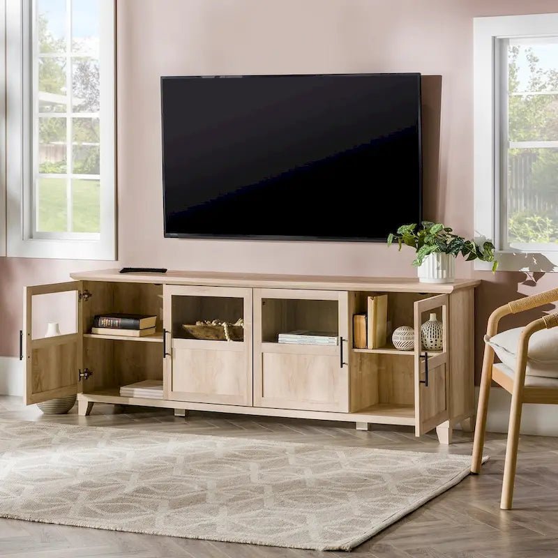 Meuble TV 4 portes de 70 pouces à panneau fendu