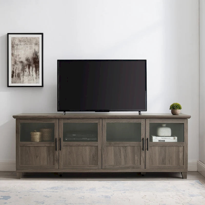 Meuble TV 4 portes de 70 pouces à panneau fendu