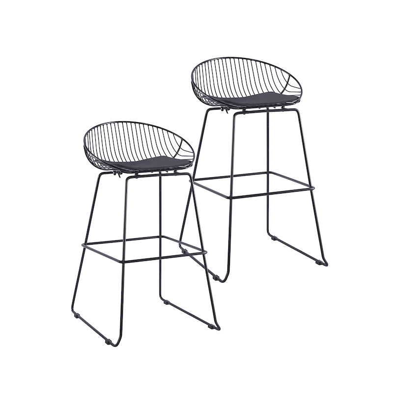 Tabouret de bar en métal avec coussin d'assise amovible en cuir PU