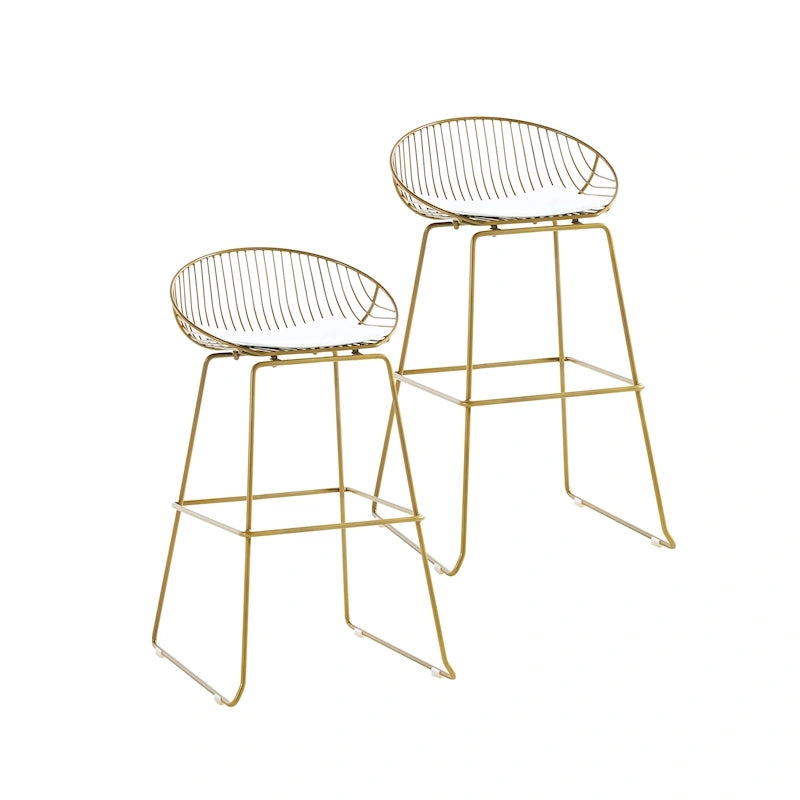 Tabouret de bar en métal avec coussin d'assise amovible en cuir PU