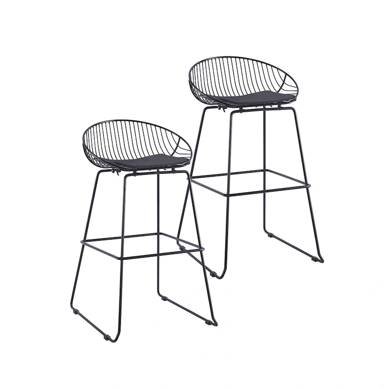 Tabouret de bar en métal avec coussin d'assise amovible en cuir PU