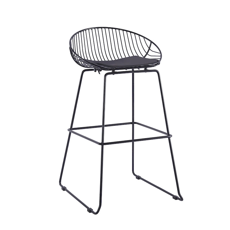 Tabouret de bar en métal avec coussin d'assise amovible en cuir PU