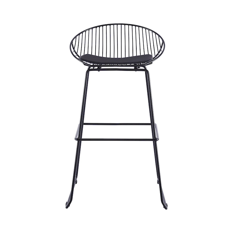 Tabouret de bar en métal avec coussin d'assise amovible en cuir PU