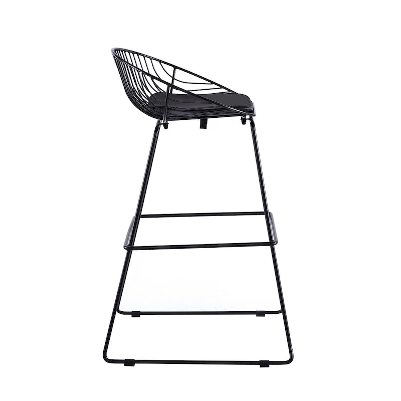 Tabouret de bar en métal avec coussin d'assise amovible en cuir PU