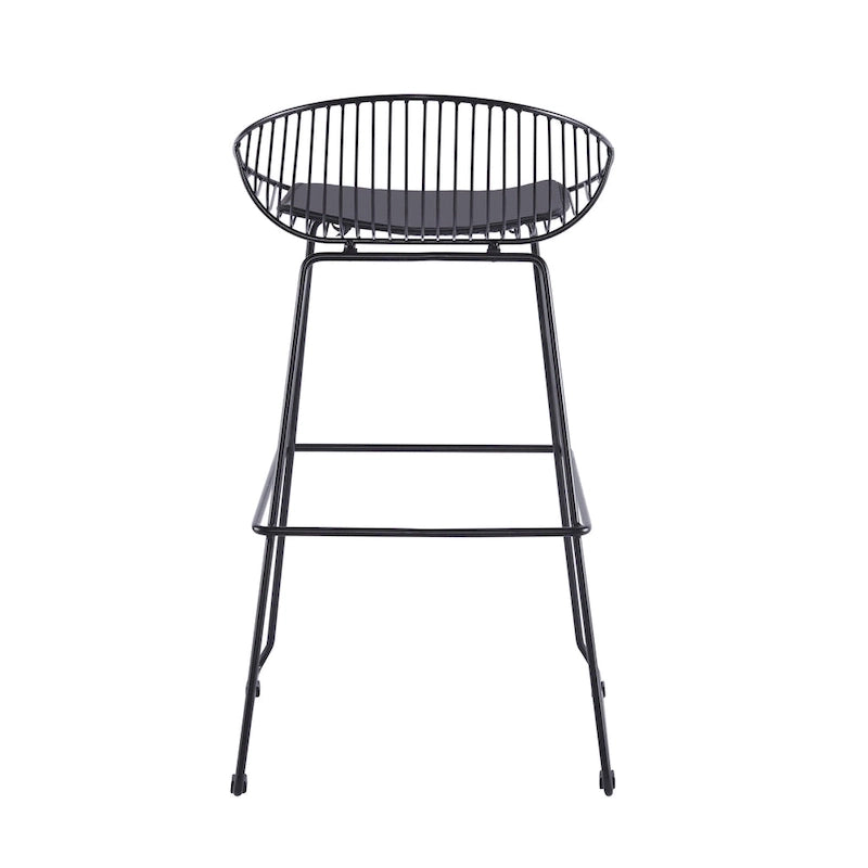 Tabouret de bar en métal avec coussin d'assise amovible en cuir PU