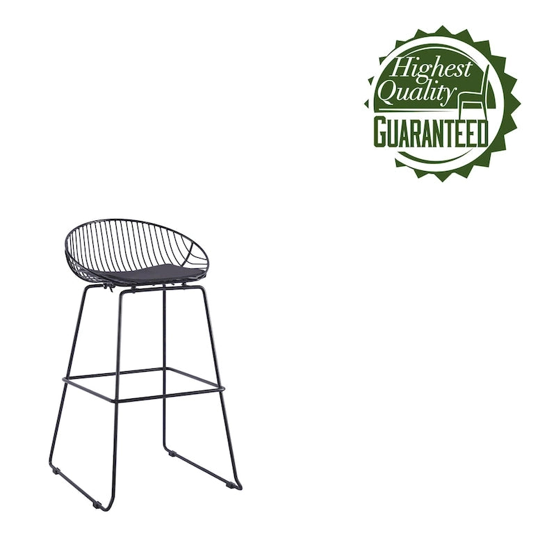 Tabouret de bar en métal avec coussin d'assise amovible en cuir PU