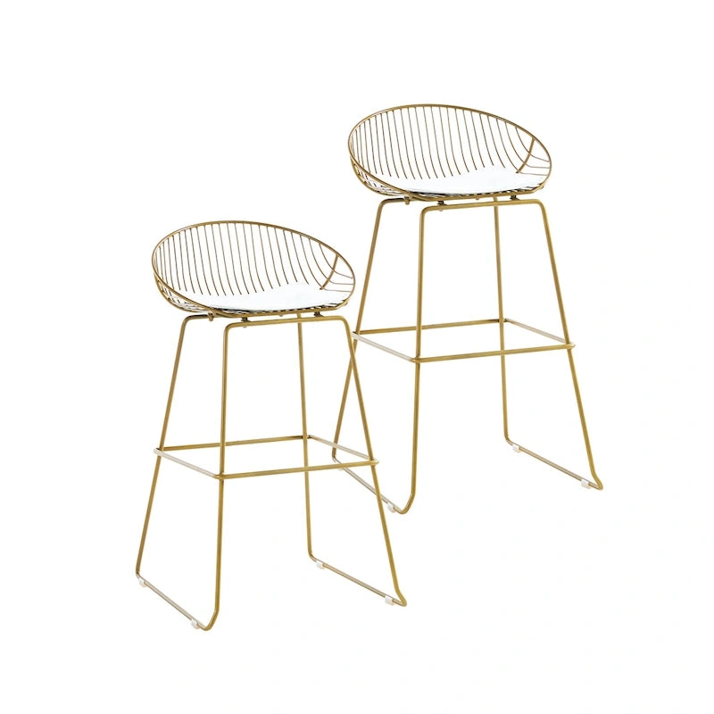 Tabouret de bar en métal avec coussin d'assise amovible en cuir PU