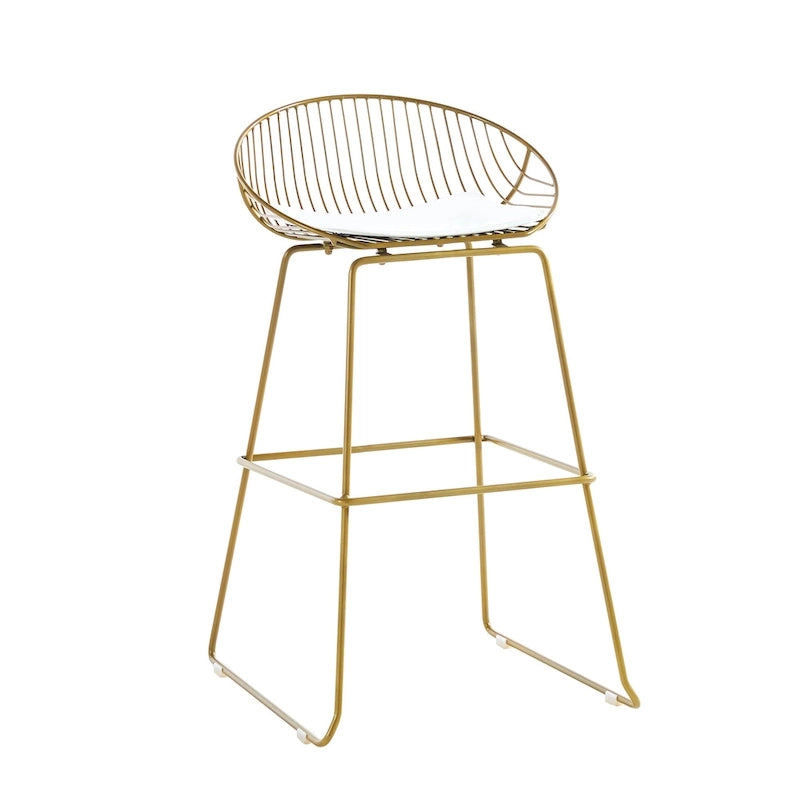 Tabouret de bar en métal avec coussin d'assise amovible en cuir PU