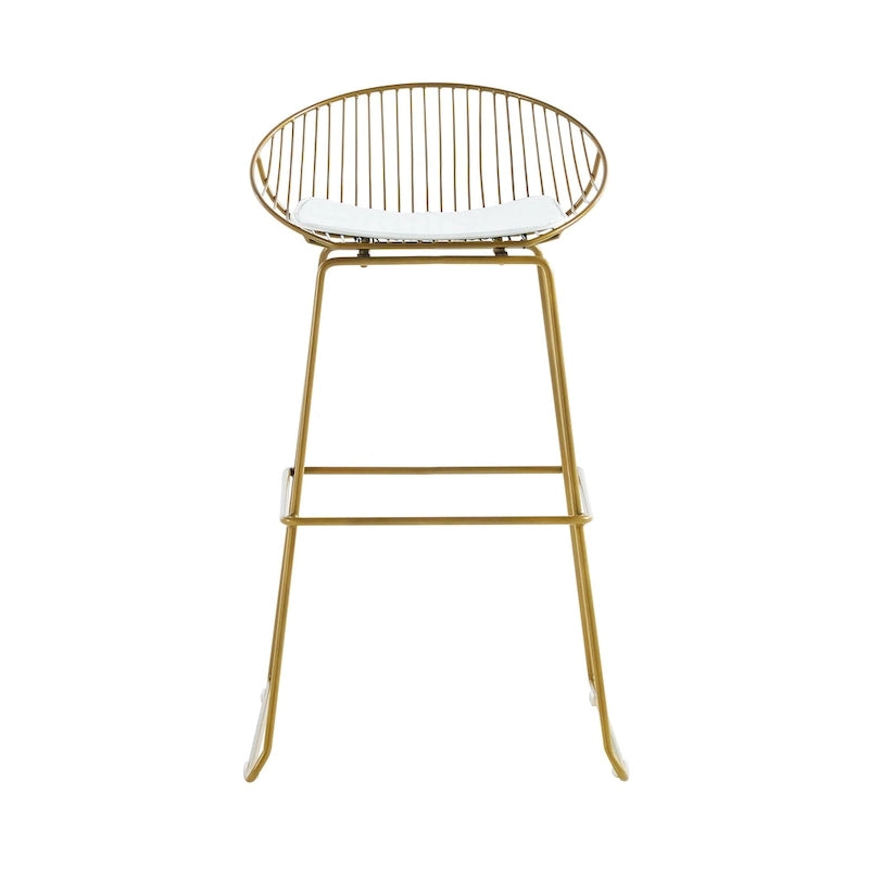 Tabouret de bar en métal avec coussin d'assise amovible en cuir PU