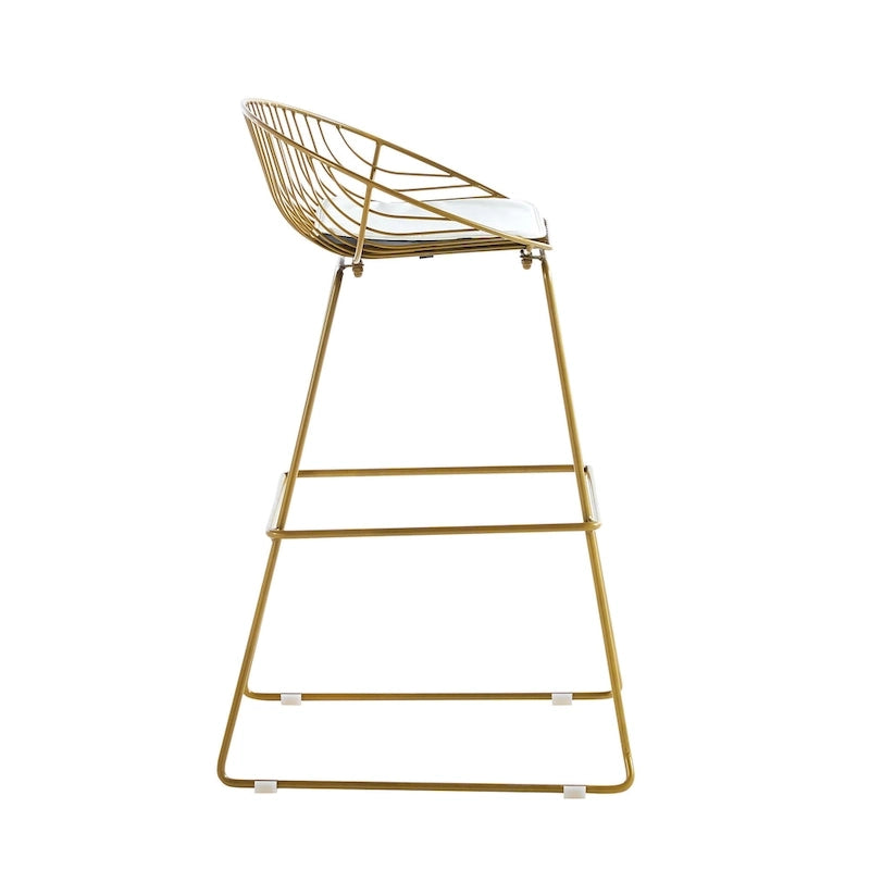 Tabouret de bar en métal avec coussin d'assise amovible en cuir PU