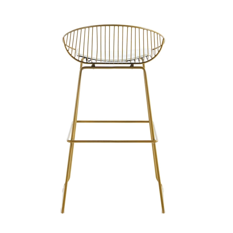 Tabouret de bar en métal avec coussin d'assise amovible en cuir PU