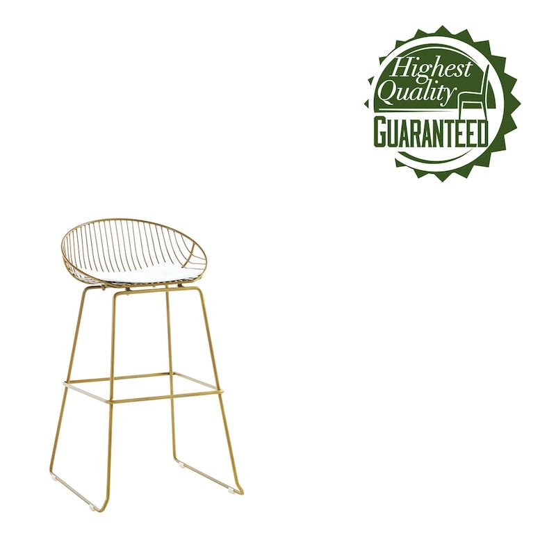 Tabouret de bar en métal avec coussin d'assise amovible en cuir PU