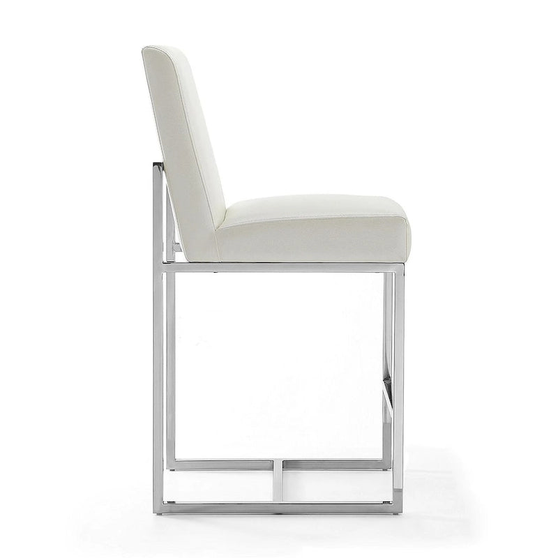Tabouret de bar à hauteur de comptoir en acier inoxydable chromé de 37,2 po