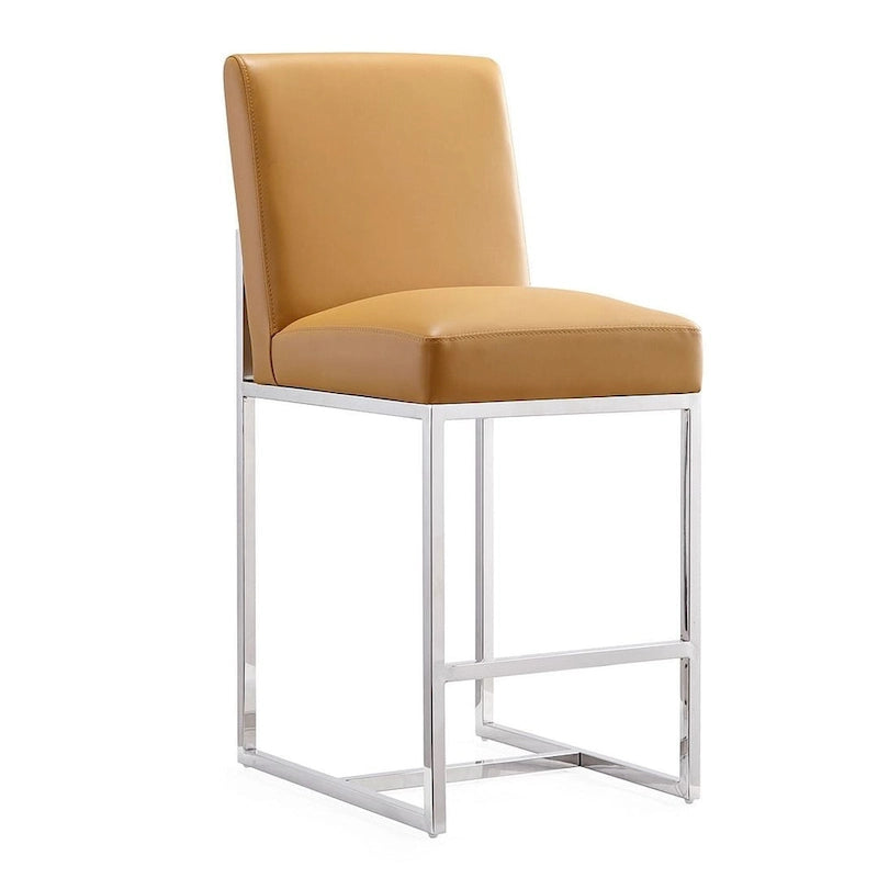 Tabouret de bar à hauteur de comptoir en acier inoxydable chromé de 37,2 po