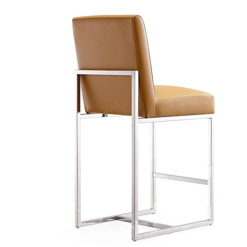 Tabouret de bar à hauteur de comptoir en acier inoxydable chromé de 37,2 po