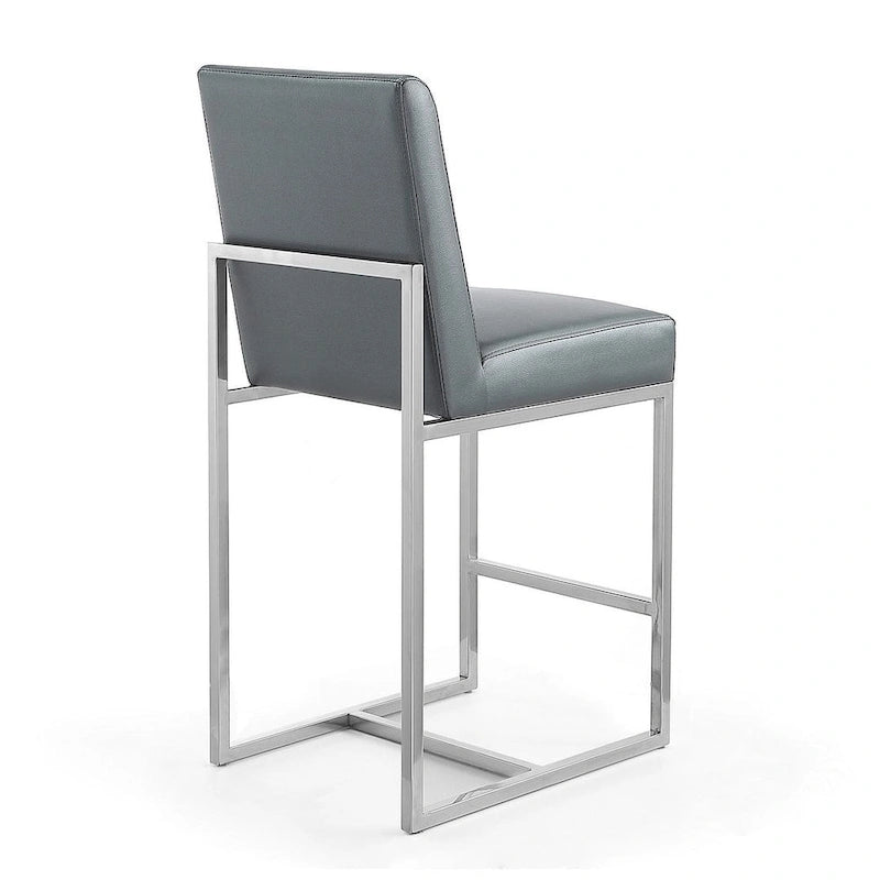 Tabouret de bar à hauteur de comptoir en acier inoxydable chromé de 37,2 po