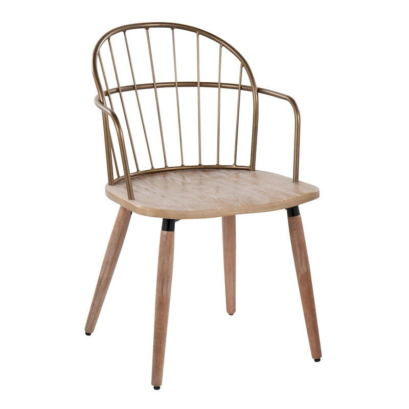 Chaise industrielle en bois de noyer foncé et métal noir - N/A