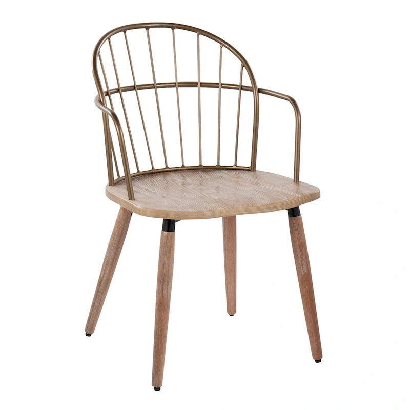 Chaise industrielle en bois de noyer foncé et métal noir - N/A