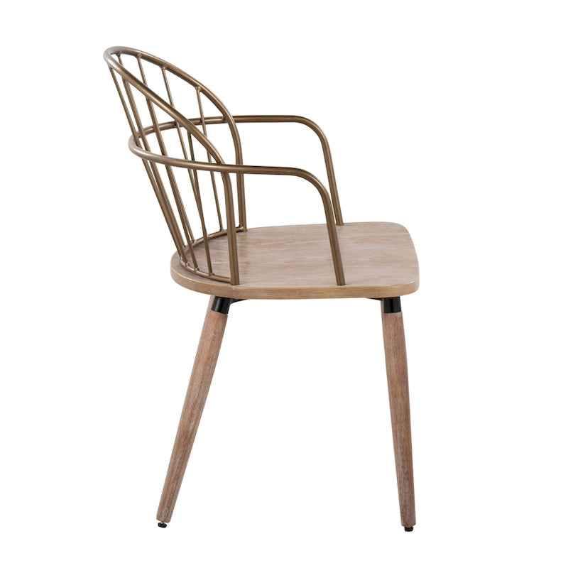 Chaise industrielle en bois de noyer foncé et métal noir - N/A