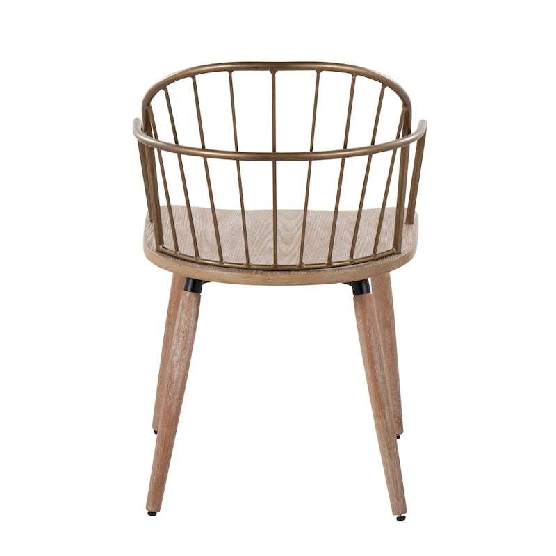 Chaise industrielle en bois de noyer foncé et métal noir - N/A