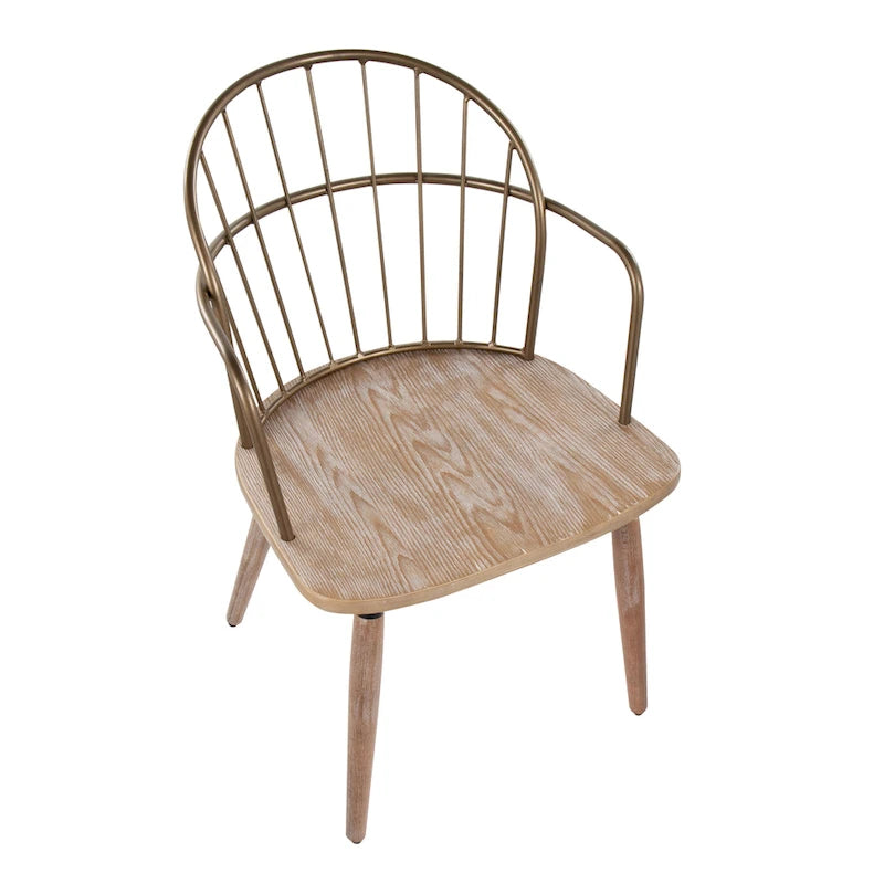 Chaise industrielle en bois de noyer foncé et métal noir - N/A