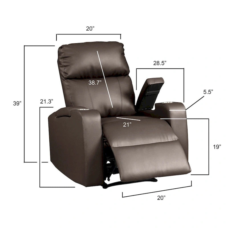 Fauteuil inclinable électrique moderne en similicuir rembourré