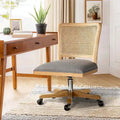 Chaise de bureau moderne à dossier en rotin (pieds en bois massif)