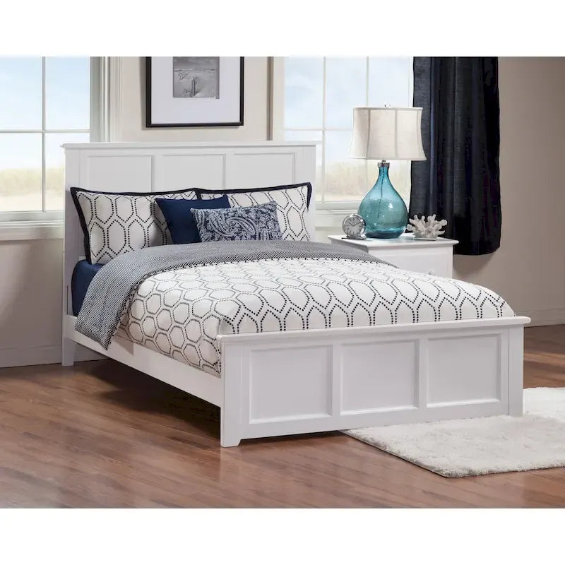 Madison Full Foundation Bed with Matching Footboard in White