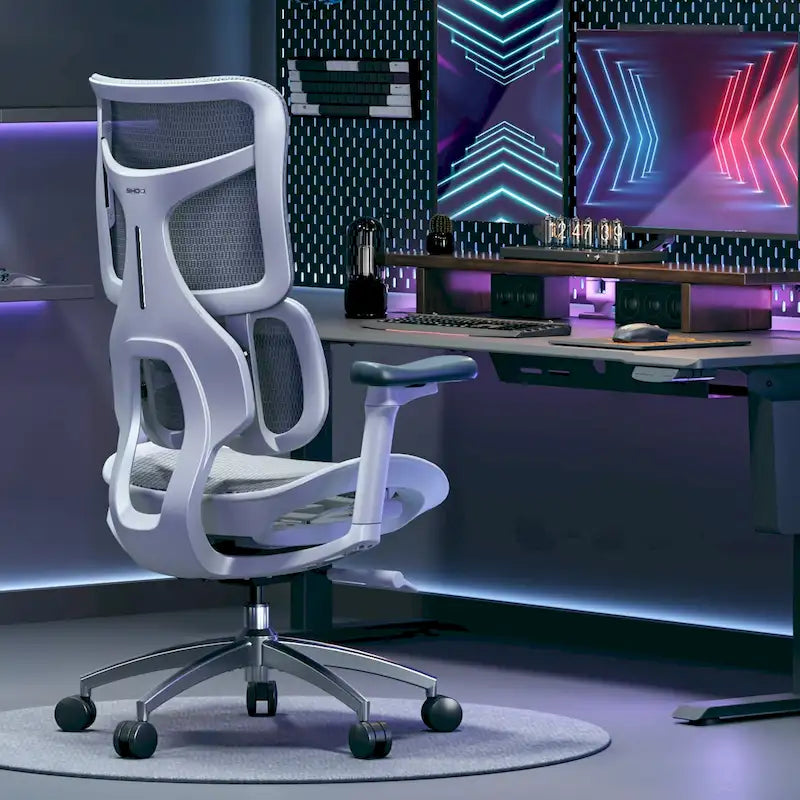 Chaise de bureau ergonomique en maille avec assise réglable en profondeur - 74*70*127