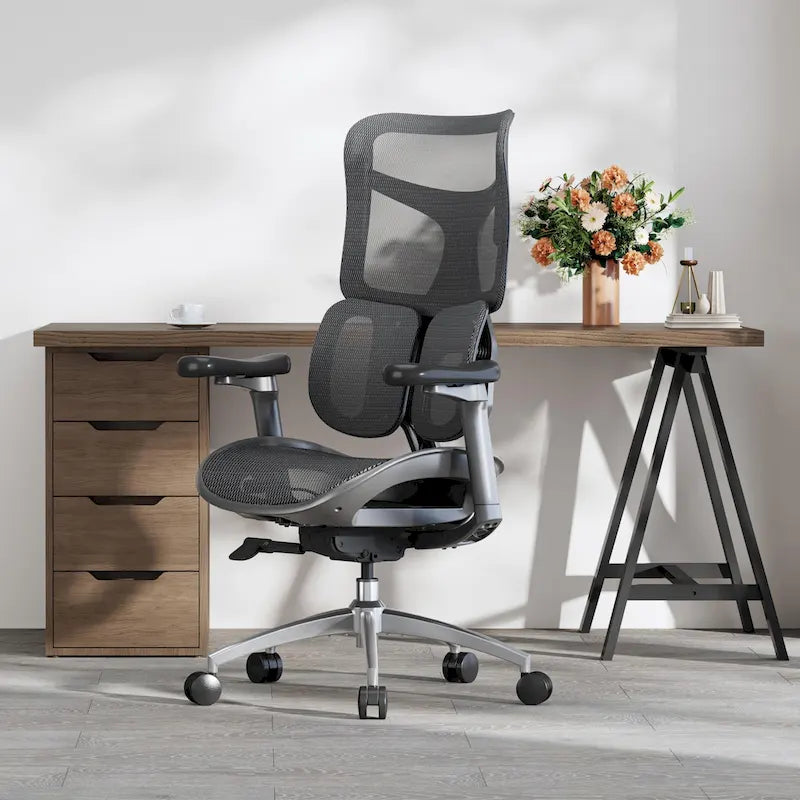 Chaise de bureau ergonomique en maille avec assise réglable en profondeur - 74*70*127