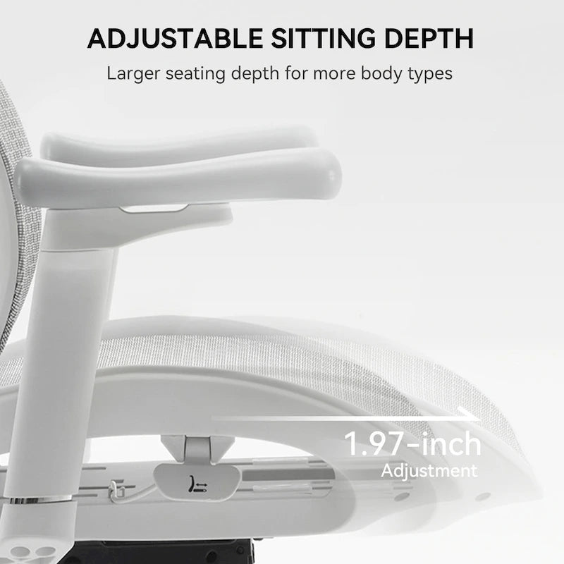 Chaise de bureau ergonomique en maille avec assise réglable en profondeur - 74*70*127