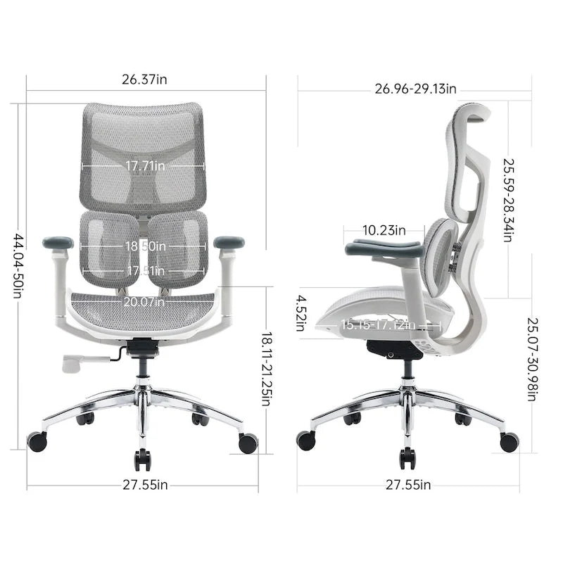 Chaise de bureau ergonomique en maille avec assise réglable en profondeur - 74*70*127