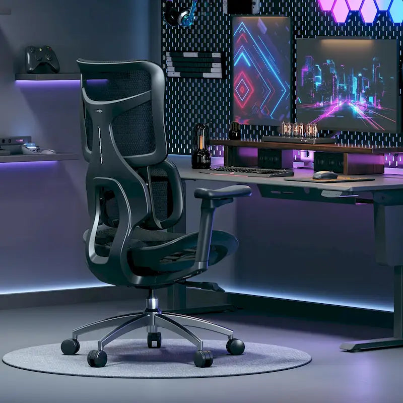 Chaise de bureau ergonomique en maille avec assise réglable en profondeur - 74*70*127