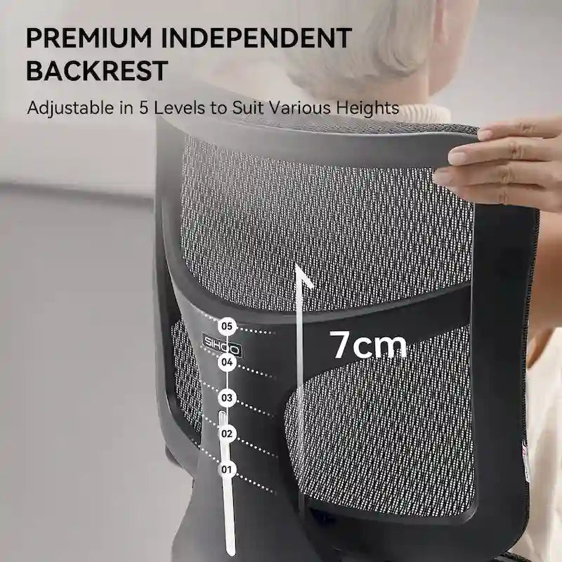 Chaise de bureau ergonomique en maille avec assise réglable en profondeur - 74*70*127