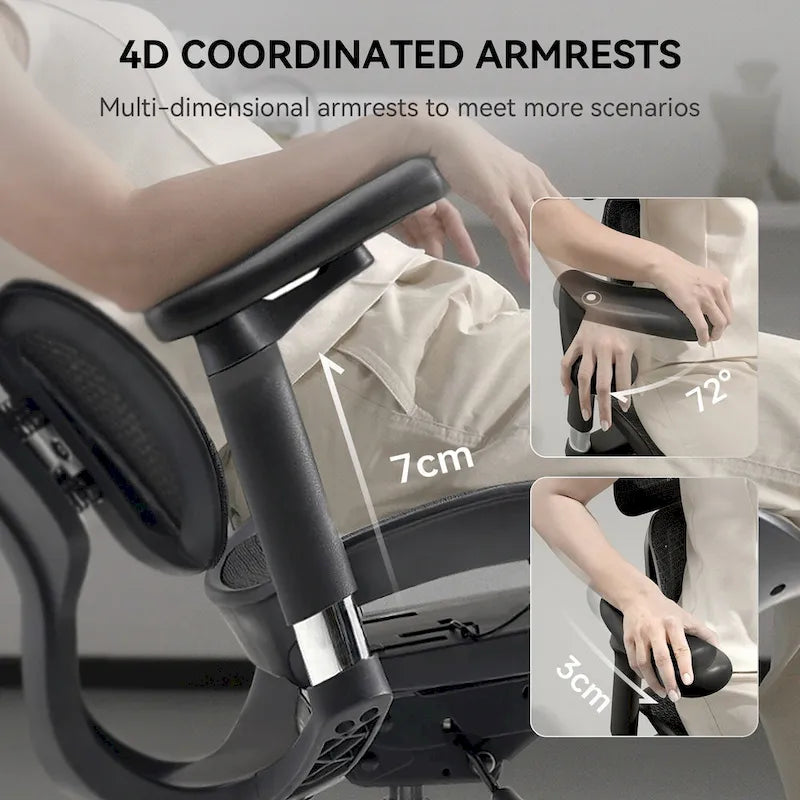 Chaise de bureau ergonomique en maille avec assise réglable en profondeur - 74*70*127