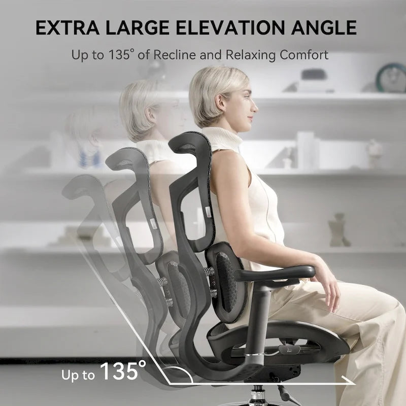 Chaise de bureau ergonomique en maille avec assise réglable en profondeur - 74*70*127