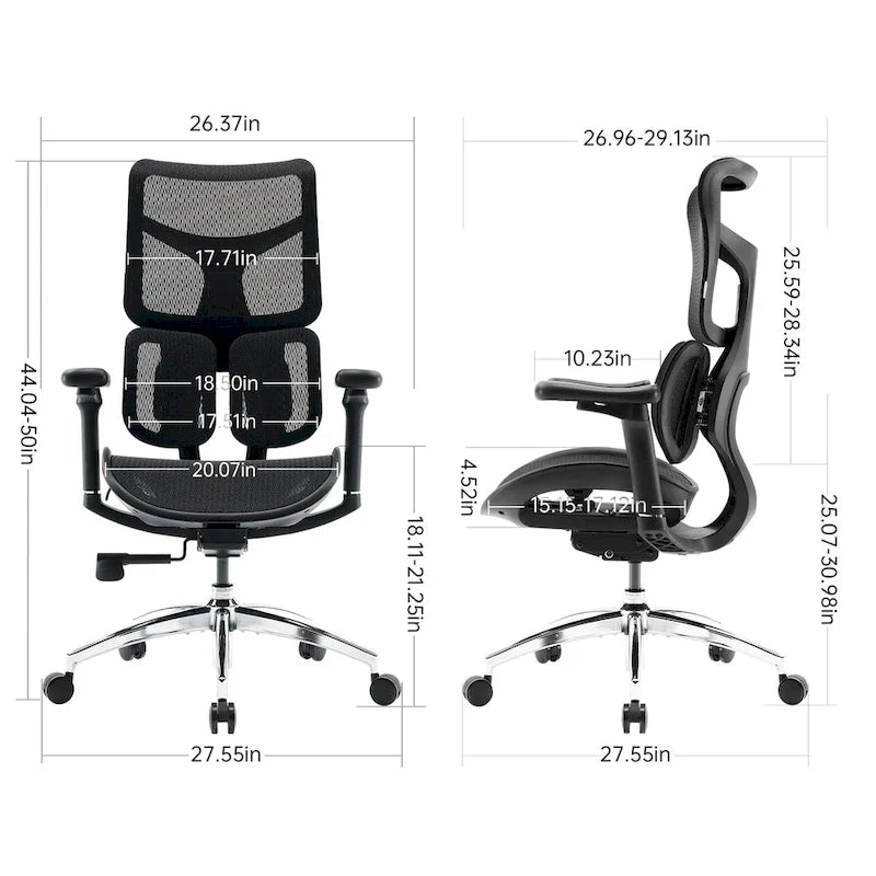 Chaise de bureau ergonomique en maille avec assise réglable en profondeur - 74*70*127