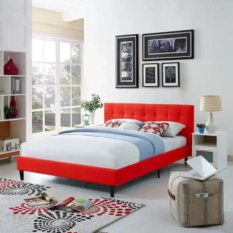 Lit plateforme moderne Queen size rembourré