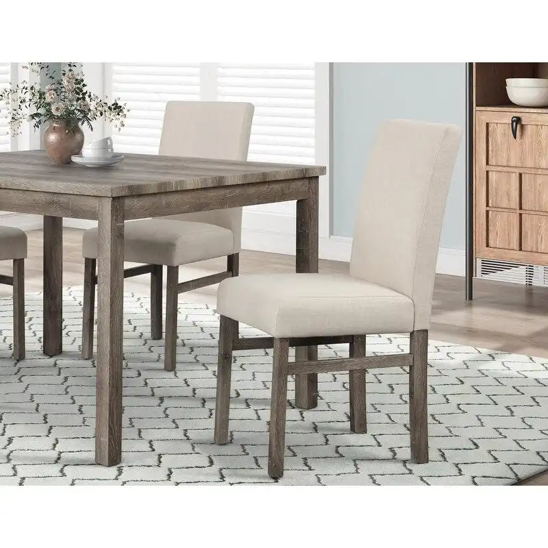 Best Master Furniture Upholstered Linen Rustic Side Chairs (Set of 2)