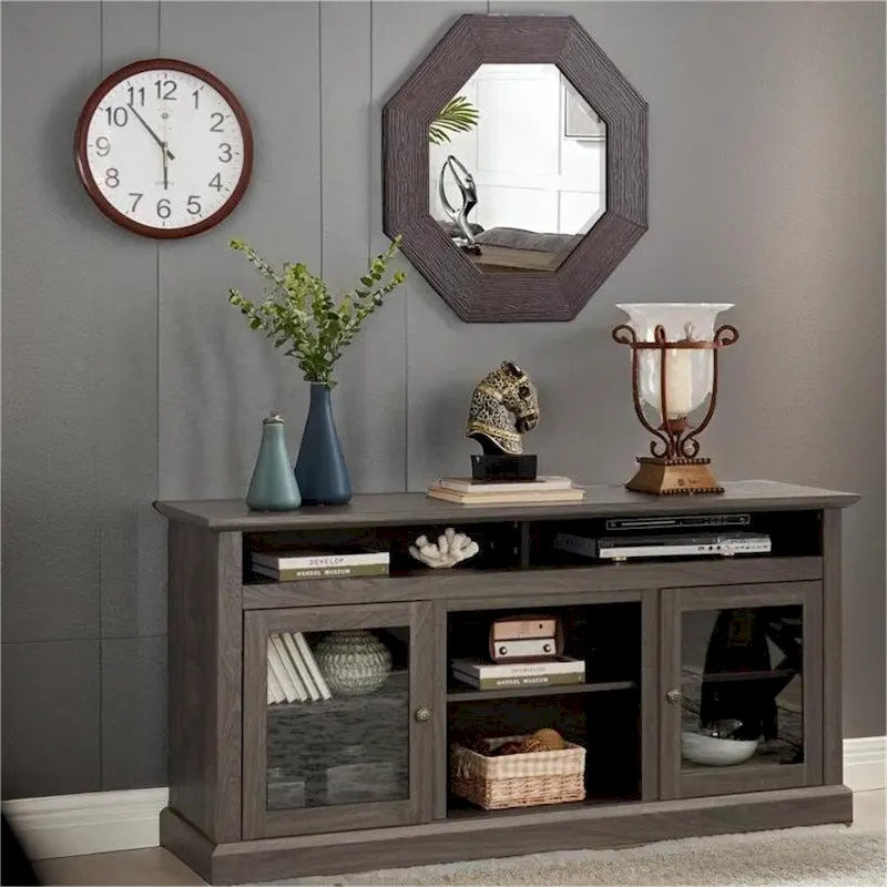 60 Wood TV Stand with Storage Space and Cable Management Cutouts