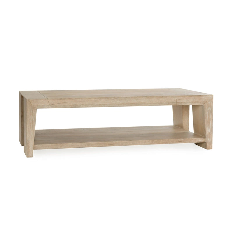 Table basse moderne en chêne vieilli avec étagère de rangement