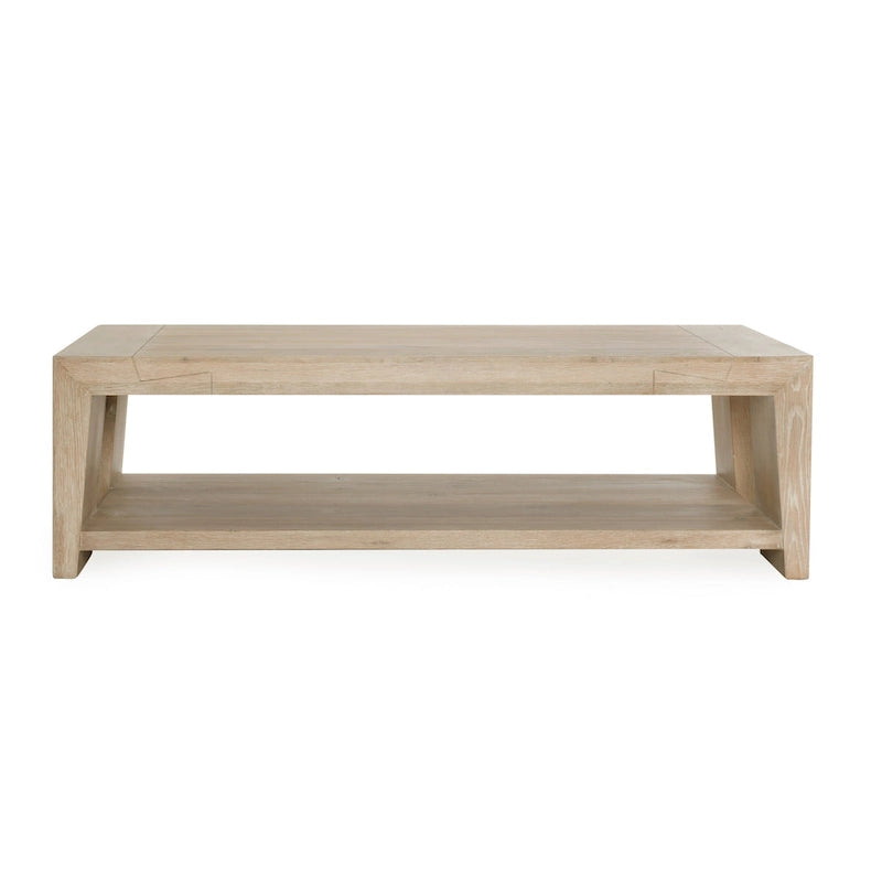 Table basse moderne en chêne vieilli avec étagère de rangement